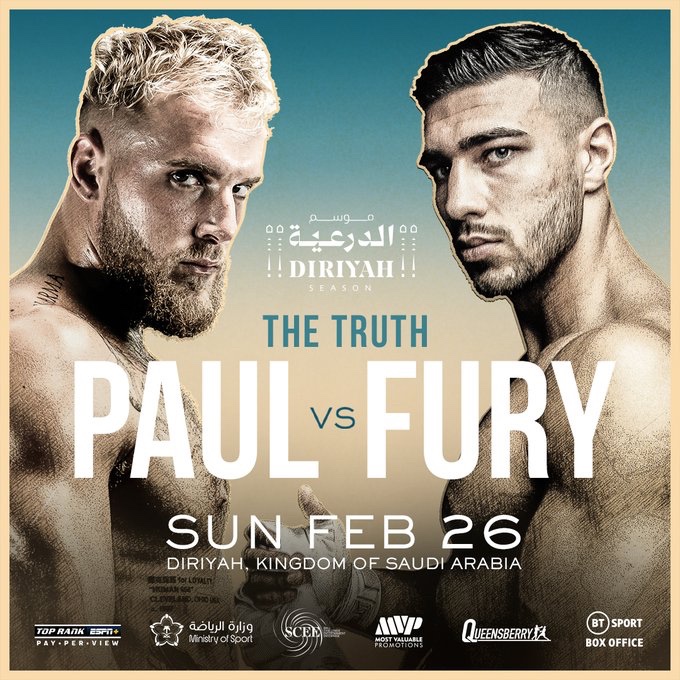 Jake Paul vs. Tommy Fury Confirmed for February 26 in Diriyah